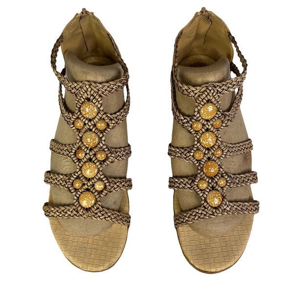 Forever Gladiator Woven Straps and Beads Wedge Sandals Womens Size 6.5 - Picture 5 of 11